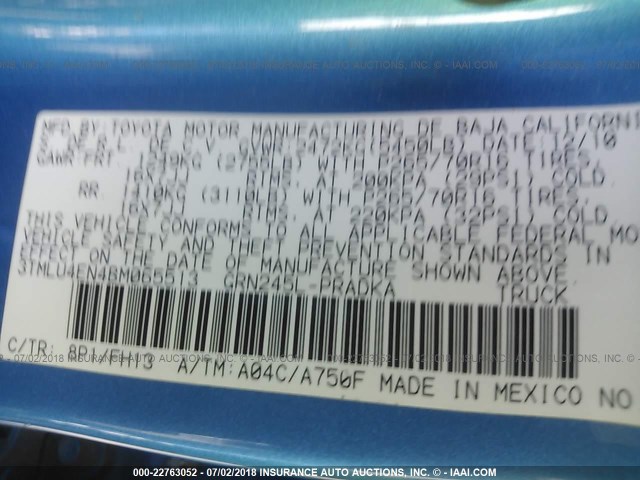 3TMLU4EN4BM065513 - 2011 TOYOTA TACOMA DOUBLE CAB ლურჯი ფოტო 9