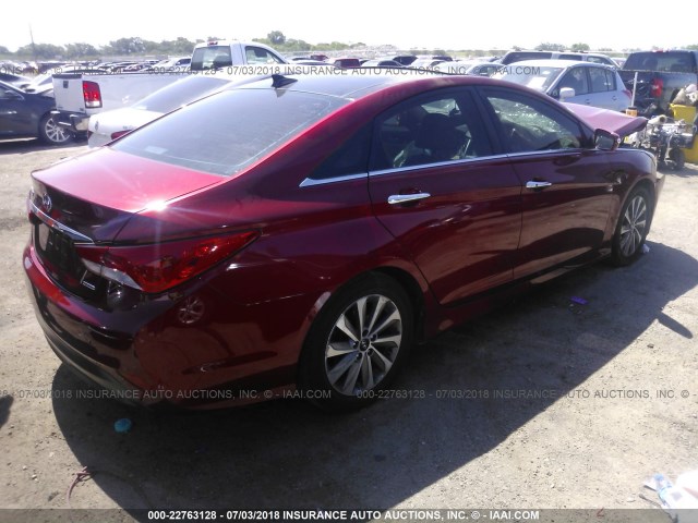 5NPEC4AC5EH887652 - 2014 HYUNDAI SONATA SE/LIMITED 红色 照片 4
