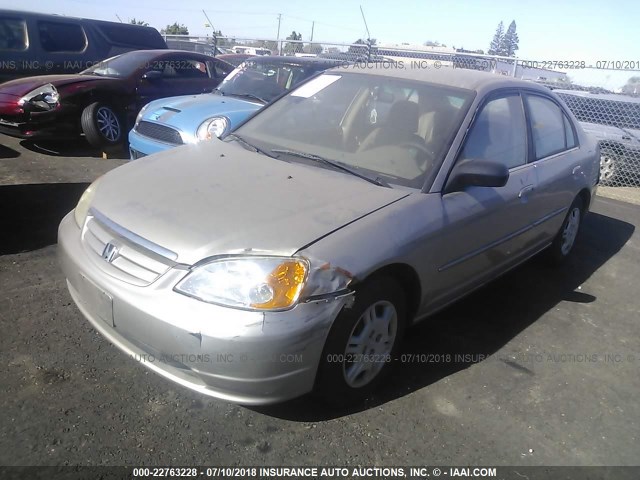 2HGES16632H552819 - 2002 HONDA CIVIC LX TAN photo 2