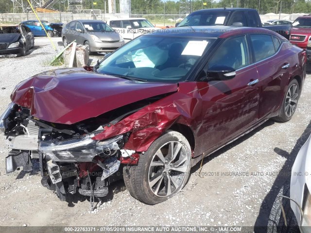 1N4AA6AP8JC372482 - 2018 NISSAN MAXIMA 3.5S/SV/SL/SR/PLAT BURGUNDY photo 2