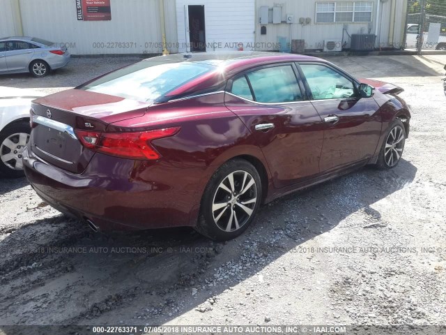 1N4AA6AP8JC372482 - 2018 NISSAN MAXIMA 3.5S/SV/SL/SR/PLAT BURGUNDY photo 4