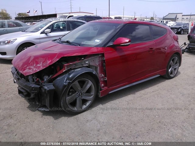 KMHTC6AE5FU223410 - 2015 HYUNDAI VELOSTER TURBO RED photo 2