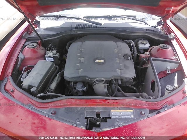 2G1FC1EV9A9121105 - 2010 CHEVROLET CAMARO LT RED photo 10