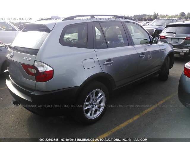 WBXPA73464WB23183 - 2004 BMW X3 2.5I GRAY photo 4