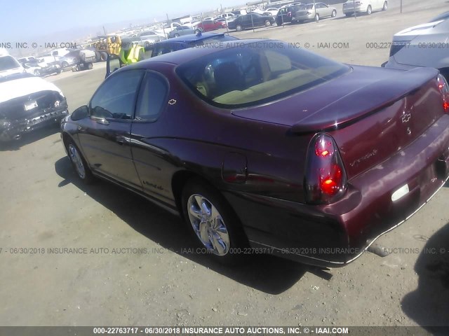 2G1WX12K7Y9262909 - 2000 CHEVROLET MONTE CARLO SS MAROON photo 3