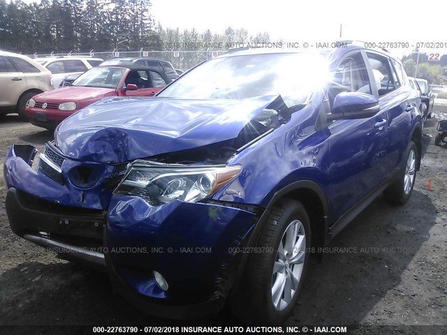 2T3DFREVXEW133747 - 2014 TOYOTA RAV4 LIMITED BLUE photo 2