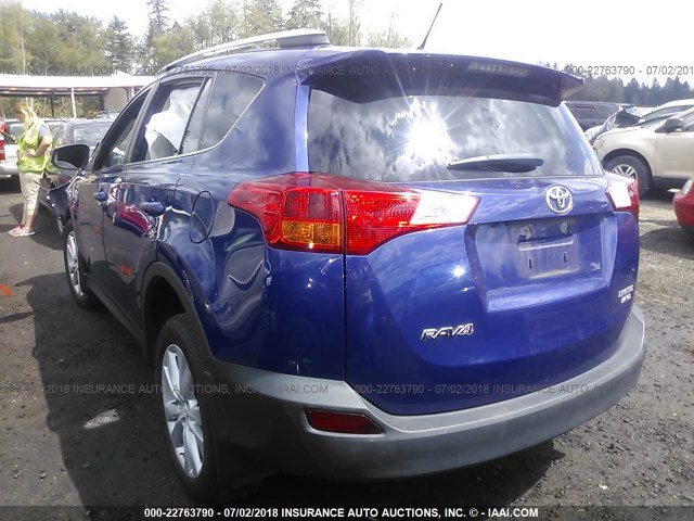 2T3DFREVXEW133747 - 2014 TOYOTA RAV4 LIMITED BLUE photo 3