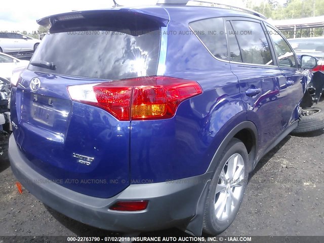 2T3DFREVXEW133747 - 2014 TOYOTA RAV4 LIMITED BLUE photo 4