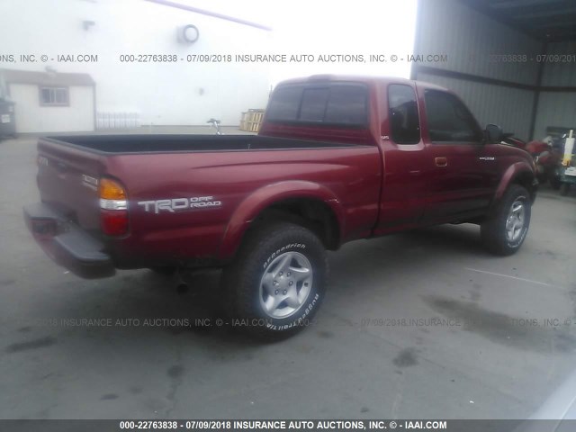 5TESN92NX4Z347283 - 2004 TOYOTA TACOMA XTRACAB PRERUNNER RED photo 4