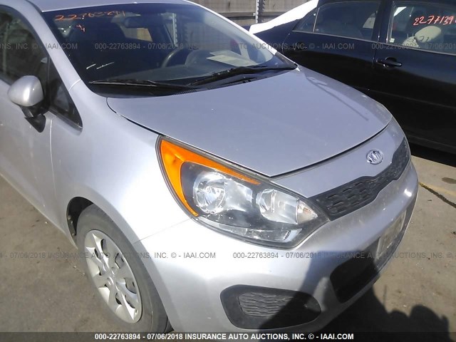 KNADM5A37D6097855 - 2013 KIA RIO LX SILVER photo 6