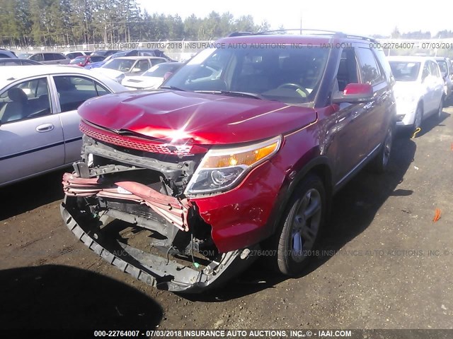 1FM5K8F89DGA17917 - 2013 FORD EXPLORER LIMITED 红色 照片 2