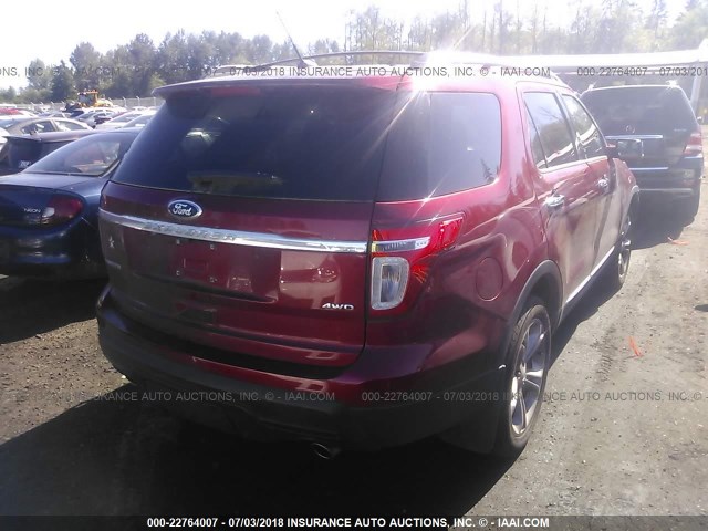 1FM5K8F89DGA17917 - 2013 FORD EXPLORER LIMITED 红色 照片 4