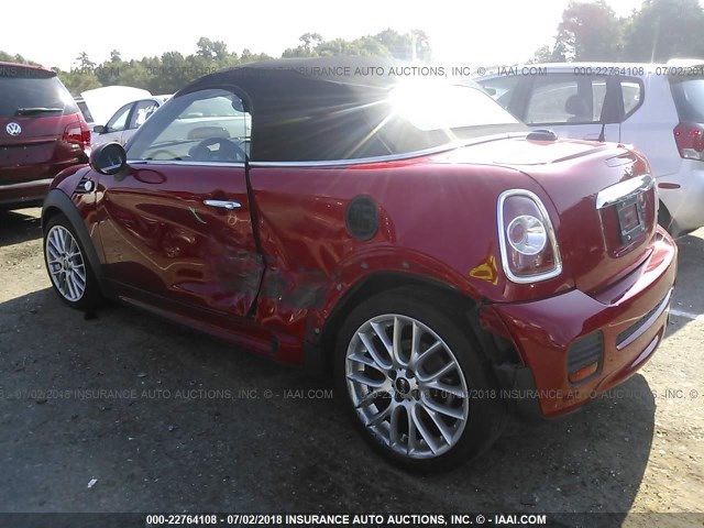 WMWSY1C58ET719563 - 2014 MINI COOPER ROADSTER  RED photo 3