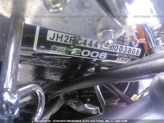 JH2RC44416M003808 - 2006 HONDA VT750 CDA 黑色 照片 10