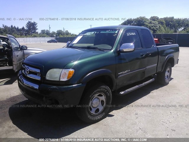 5TBBT44193S375292 - 2003 TOYOTA TUNDRA ACCESS CAB SR5 GREEN photo 2