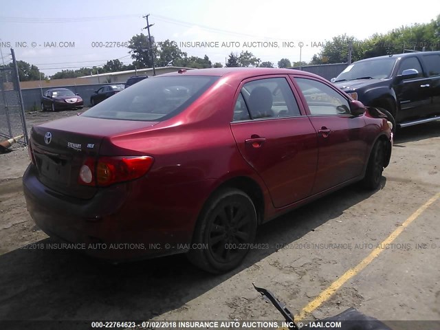 1NXBU4EE4AZ279127 - 2010 TOYOTA COROLLA S/LE/XLE RED photo 4