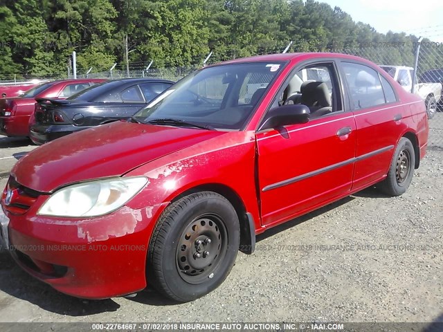 1HGES16325L024363 - 2005 HONDA CIVIC DX VP 红色 照片 2