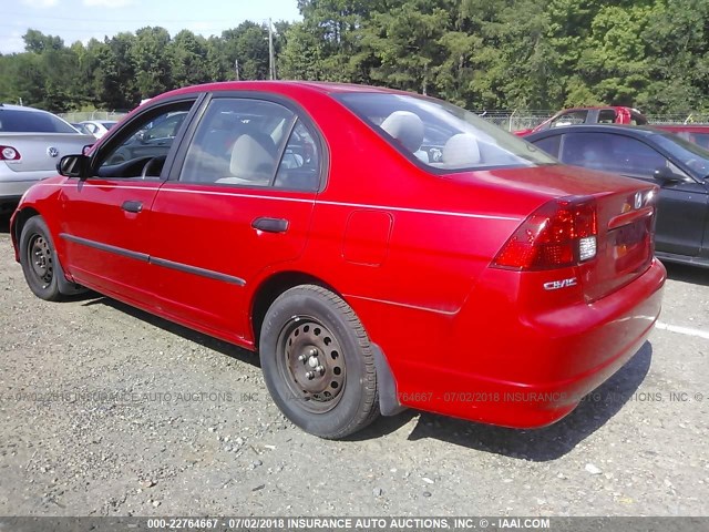 1HGES16325L024363 - 2005 HONDA CIVIC DX VP 红色 照片 3