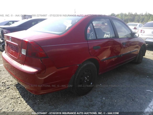 1HGES16325L024363 - 2005 HONDA CIVIC DX VP RED photo 4