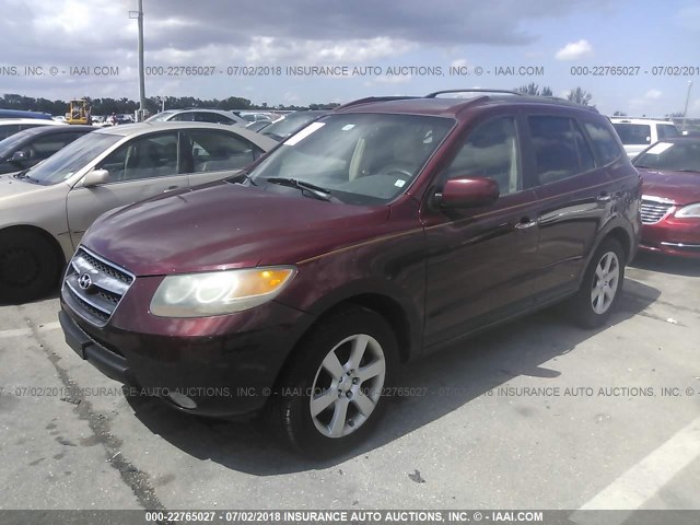 5NMSH13E87H072539 - 2007 HYUNDAI SANTA FE SE/LIMITED BURGUNDY photo 2