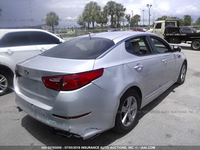 5XXGM4A77EG307838 - 2014 KIA OPTIMA LX SILVER photo 4