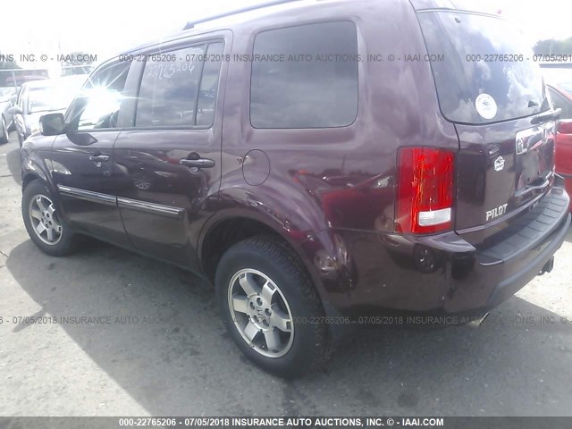 5FNYF4H99BB056681 - 2011 HONDA PILOT TOURING MAROON photo 3