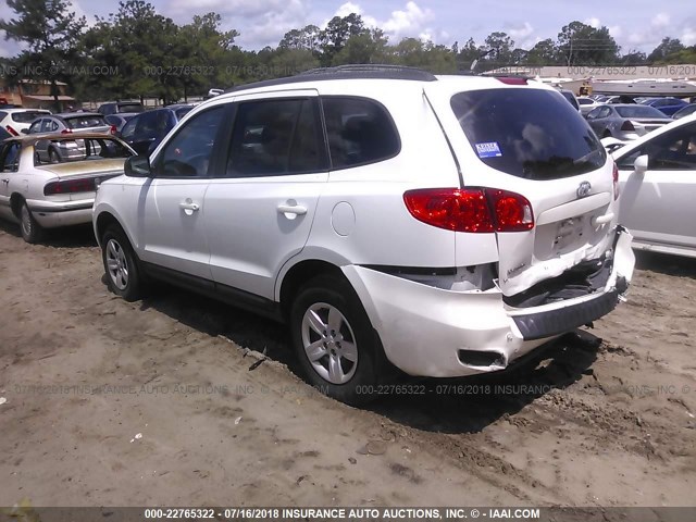 5NMSG13D29H319521 - 2009 HYUNDAI SANTA FE GLS WHITE photo 3