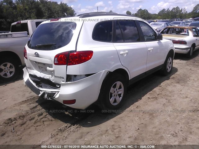 5NMSG13D29H319521 - 2009 HYUNDAI SANTA FE GLS WHITE photo 4