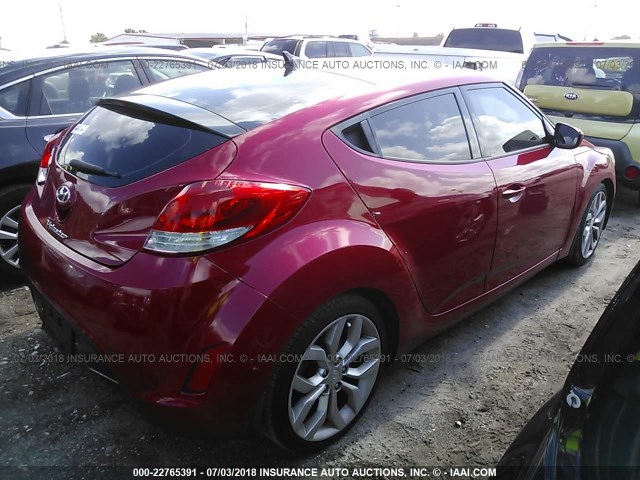 KMHTC6AD6DU131615 - 2013 HYUNDAI VELOSTER RED photo 4