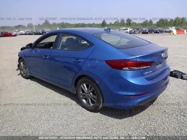 5NPD84LF9HH115616 - 2017 HYUNDAI ELANTRA SE/VALUE/LIMITED BLUE photo 3