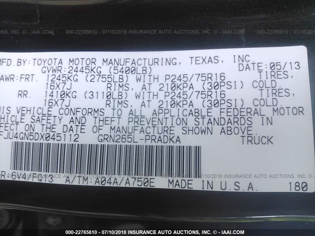 5TFJU4GN5DX045112 - 2013 TOYOTA TACOMA DOUBLE CAB PRERUNNER GREEN photo 9