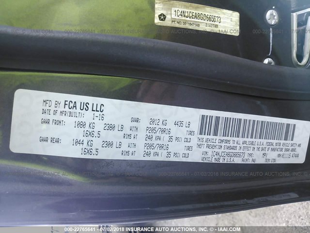 1C4NJCEA8GD665673 - 2016 JEEP COMPASS LATITUDE 灰色 照片 9