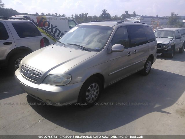 KNDUP132356691481 - 2005 KIA SEDONA EX/LX GOLD photo 2