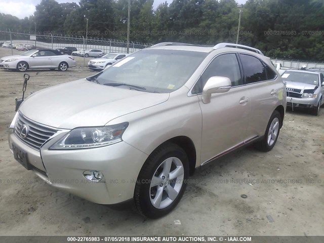 2T2BK1BA3FC304822 - 2015 LEXUS RX 350/BASE/F SPORT TAN photo 2