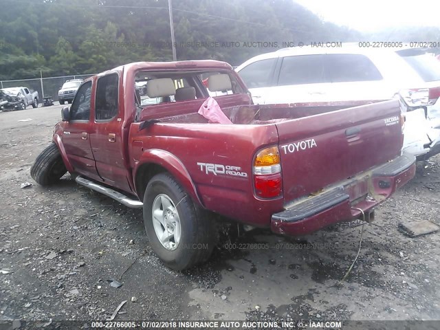 5TEGN92N02Z033998 - 2002 TOYOTA TACOMA DOUBLE CAB PRERUNNER RED photo 3