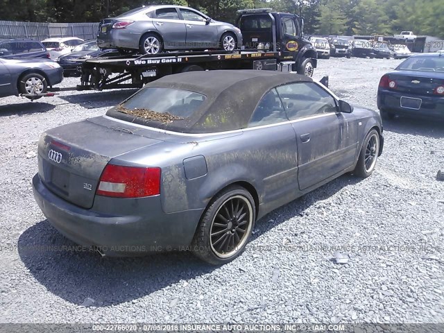 WAUDT48H95K004180 - 2005 AUDI A4 QUATTRO CABRIOLET GRAY photo 4