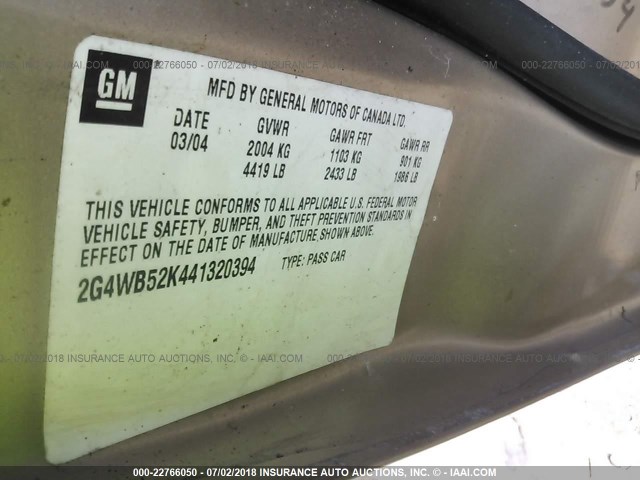 2G4WB52K441320394 - 2004 BUICK REGAL LS 灰色 照片 9