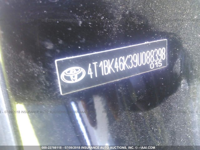 4T1BK46K39U088398 - 2009 TOYOTA CAMRY SE/LE/XLE 黑色 照片 9
