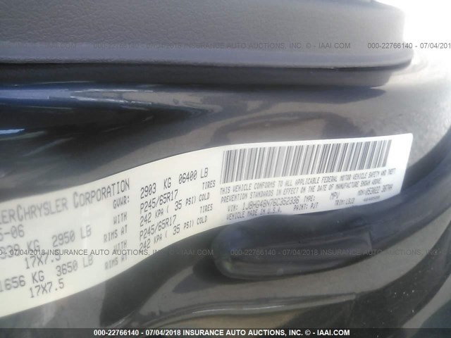 1J8HG48N76C352336 - 2006 JEEP COMMANDER Boz foto 9