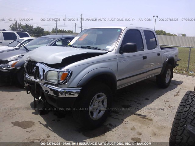 5TEGN92N71Z821790 - 2001 TOYOTA TACOMA DOUBLE CAB PRERUNNER SILVER photo 2