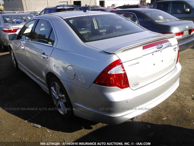 3FAHP0DC1AR259655 - 2010 FORD FUSION SPORT SILVER photo 3