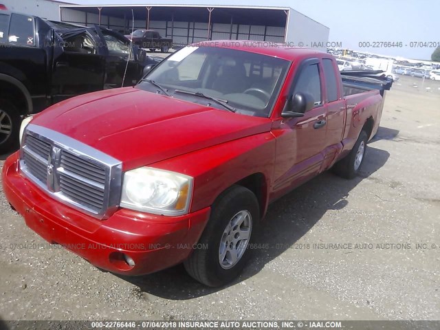 1D7HE42N46S501271 - 2006 DODGE DAKOTA SLT RED photo 2