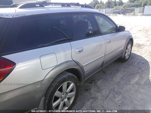 4S4BP62C867334156 - 2006 SUBARU LEGACY OUTBACK 2.5I LIMITED SILVER photo 6