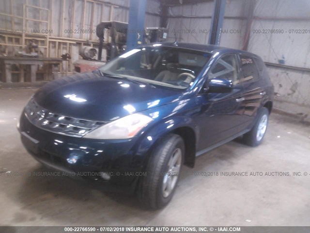 JN8AZ08W45W421165 - 2005 NISSAN MURANO SL/SE/S BLUE photo 2