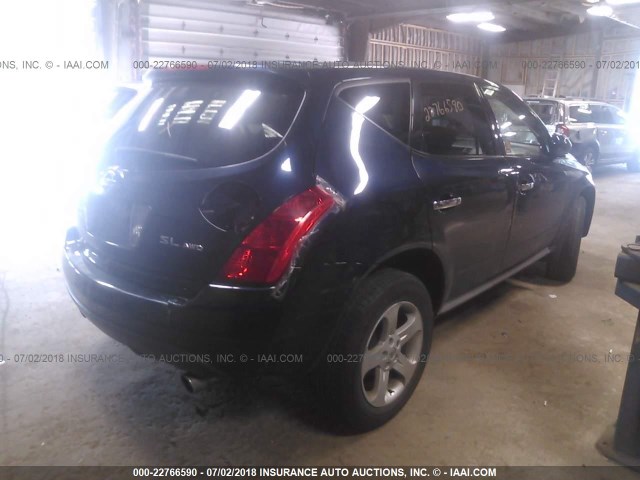 JN8AZ08W45W421165 - 2005 NISSAN MURANO SL/SE/S BLUE photo 4