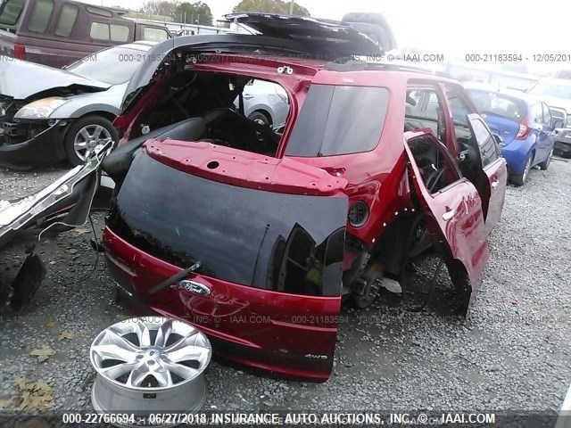 1FMHK8F88CGA98940 - 2012 FORD EXPLORER LIMITED RED photo 4