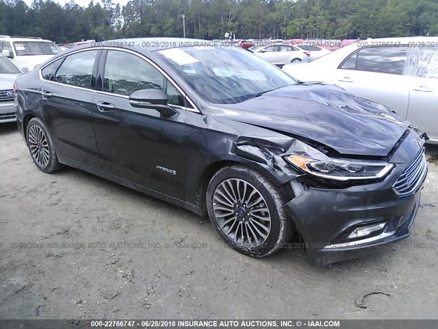 3FA6P0RU9JR182090 - 2018 FORD FUSION TITANIUM/PLATINUM HEV GRAY photo 1