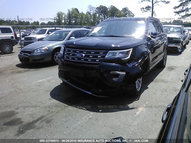 1FM5K8F83HGD24389 - 2017 FORD EXPLORER LIMITED BLACK photo 2