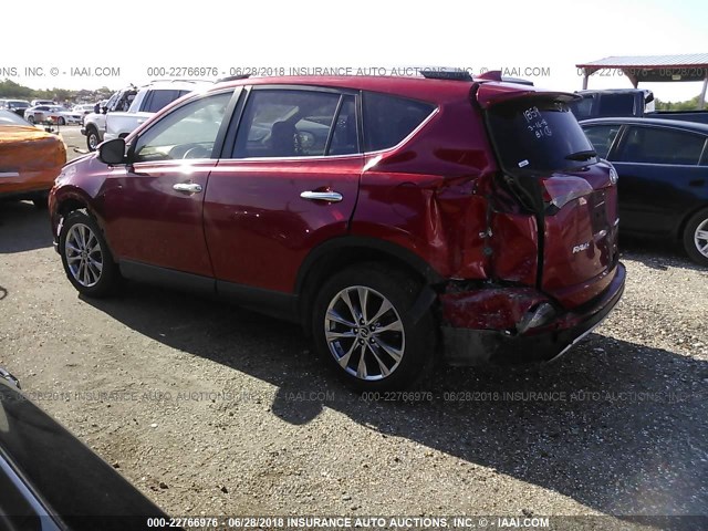 JTMYFREV8HJ123657 - 2017 TOYOTA RAV4 LIMITED/PLATINUM RED photo 3