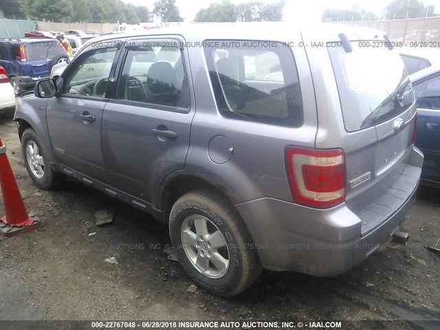 1FMCU02Z08KA18281 - 2008 FORD ESCAPE XLS GRAY photo 3